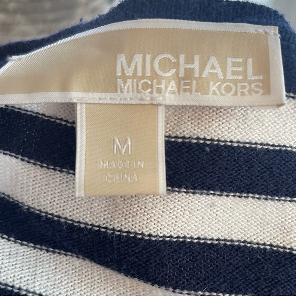 Michael Kors Navy and White Striped Long Sleeve Top - Picture 4 of 7